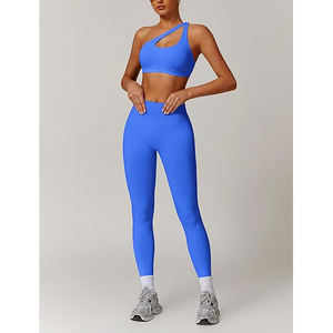 Ensemble de yoga fluide pour femme, tissu ultra doux effet seconde peau, soutien-gorge de sport, leggings sculptants taille haute, nylon élasthanne sans couture - Product Image 5