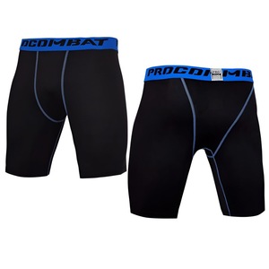 <b>Combat</b> Pro Men Full Length Compression <b>Leggings</b> Black Red Waistband Spandex Nylon Elastic Waist - Product Image 3