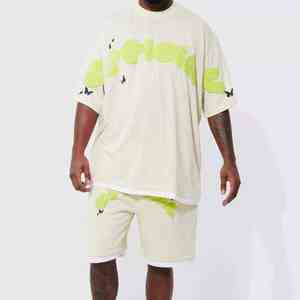 Conjunto de Camiseta y Pantalones Cortos 100% Algodón, Transpirable, de Dos Piezas, Tallas 6x-10x, Estampado Puff, Estilo Urbano, Térmico - Product Image 3