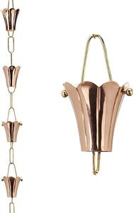 Chaîne de pluie moderne en cuivre à niveaux pour bassin, élément décoratif suspendu pour évacuation des eaux de toit extérieur - Product Image 4