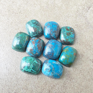 AAA + chrysocolla Cushion รูปร่างหลังแบนปรับเทียบอัญมณีสำหรับการทำเครื่องประดับ - Product Image 3