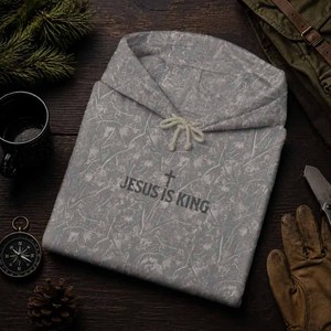 Sudadera con Capucha de Felpa Francesa Bordada con Diseño de Camuflaje de Jesús, Inspirada en la Fe, Estilo Urbano de Invierno, para Hombre, Mujer y Jóvenes, Lavado Vintage, Personalizada - Product Image 4