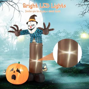 ของตกแต่งสวนเป่าลมฮาโลวีนขนาด 7 ฟุต ตุ๊กตาไล่กาผีพร้อมฟักทอง ไฟ LED ในตัว - Product Image 3