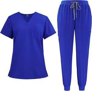 Conjunto de Uniformes Médicos para Mujer - Blusa Clásica con Cuello en V y Pantalones Jogger Elásticos, Traje de Enfermería, Opciones Personalizadas - Product Image 1