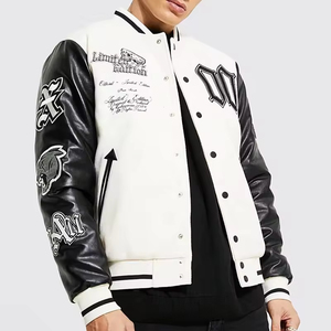 OEM Custom Logo Men's Vintage Letterman Varsity <b>Jacket</b> Corduroy Sleeve Chenille Embroidery <b>Winter</b> Casual - Product Image 1