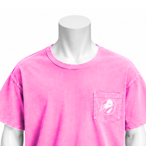 เสื้อยืดสีชมพูสดแบบวินเทจ ทรงโอเวอร์ไซส์ ผ้าคอตตอนฟอกสี แขนสั้น มีกระเป๋าหน้าอก สไตล์ลำลองแนวสตรีทแวร์ - Product Image 3