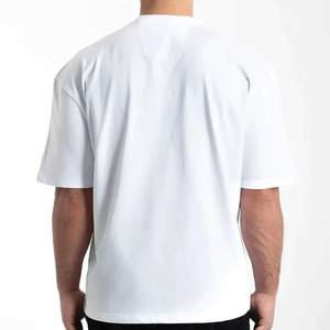 เสื้อยืดคอกลมโอเวอร์ไซส์ผู้ชาย พิมพ์โลโก้ได้ ผ้าคอตตอนหนา แฟชั่นสตรีท ขายส่ง รับผลิตแบบ OEM ODM - Product Image 4