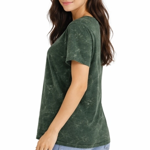 T-shirt pour femme, col en V uni, manches courtes, tissu doux, décontracté, léger, respirant, pour tous les jours - Product Image 3