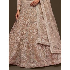 Impresionante Royal Beige Bordado Soft Net Lehenga Choli Con Dupatta - Product Image 2