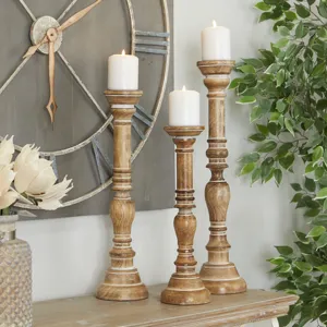 UNIVERSAL OVERSEAS Wooden Handmade Round <b>Tapered</b> <b>Candle</b> Stand with Polished Finish for Home Decoration Rustic Design - Product Image 5