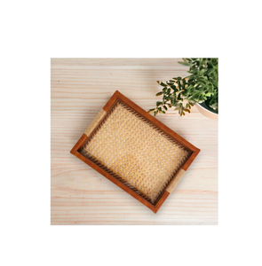 Bandeja Cuadrada de Ratán y Madera para Servir Bocadillos, Galletas y Té, el Mejor Producto para Almacenamiento en la Cocina a Bajo Precio - Product Image 2