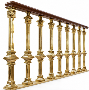 Barandilla de Escalera Metálica en Tono Dorado Estilo Regency Revival con Balaustres Esculpidos para Villas, Hoteles e Interiores Clásicos - Product Image 3