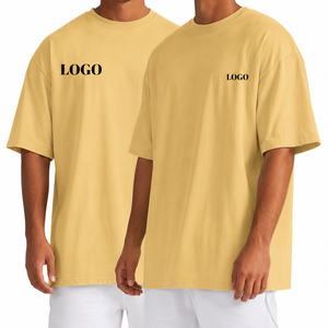 T-shirt en coton tricoté jaune pour homme, coupe classique, manches courtes, col rond, décontracté, avec logo imprimé sur le devant - Product Image 4