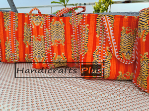 Luxury Quilted Tote <b>Bag</b> Block Print Handmade Shoulder <b>Bag</b> Women Market Shopping <b>Bag</b> Lightweight Durable Strap Handle <b>Weekender</b> - Product Image 3