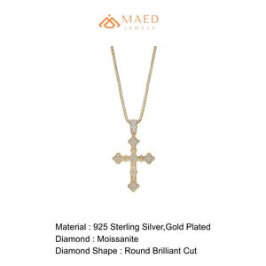 Pendentif Croix Beverly Hills Or Moissanite Collier Hip Hop Iced Out Bijoux de Luxe pour Hommes Tendance - Product Image 6