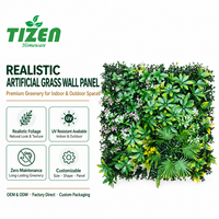 Panel Dinding Rumput Buatan 50x50cm Grosir, Daun Hijau Palsu, Bahan PE, Tahan UV untuk Dalam & Luar Ruangan, Teras