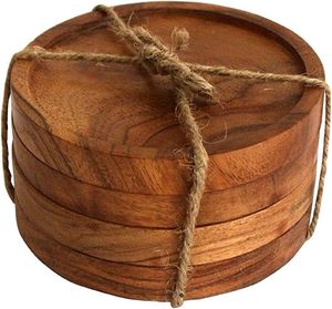 Round Wooden <b>Drink</b> <b>Coasters</b> For Coffee Tea Glasses Mugs Kitchen Dining Table Office Desk Restaurant Table Accessories - Product Image 3