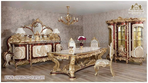 Juego de muebles de comedor con tema Neo Classic, juego de mesa de comedor de estilo francés, mesa de comedor de madera de diseño clásico - Product Image 5