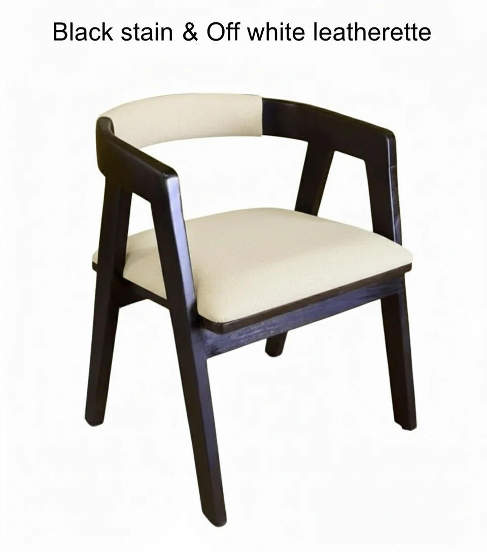 ไม้สีดำลายคราบ + หนัง PU สีขาวนวล