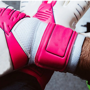 Gants de gardien de but de football blancs et roses en PU, à doigts entiers, antidérapants, respirants, avec sangle de poignet réglable, unisexe - Product Image 5
