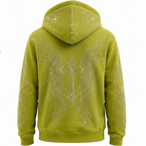 Nouvelle Arrivée Direct Usine Nouveau Design 100% Coton Hiver Strass Zippé à Capuche Doux Confortable Personnalisé Tendance pour Hommes - Product Image 2