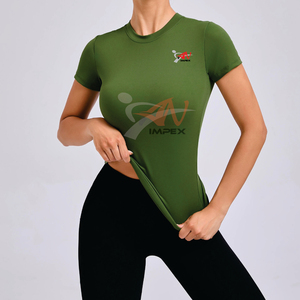 Solid Color T-shirt Quick-drying Tight Yoga Wear Short-sleeved Fitness <b>Top</b> Outdoor Running Sports Clothes Women - Product Image 2