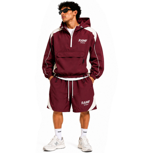 Fabricante de Ropa, Chaquetas Cortavientos Personalizadas y Conjunto de Pantalones Cortos de Nailon, Conjunto Cortavientos Impermeable Ligero de Alta Calidad - Product Image 5