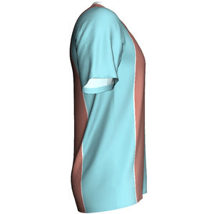 Jersey Azul Cielo Elegante con Rayas Verticales en Terracota, Cuello en V Blanco, Corto, de Secado Rápido y Transpirable para un Estilo Atlético Clásico - Product Image 3