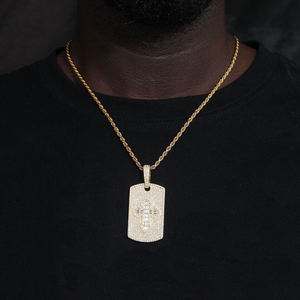 Iced Out Cross <b>Dog</b> Pendant Necklace 18K Gold Plated Moissanite Hip Hop <b>Jewelry</b> Unisex Wedding Gift - Product Image 1
