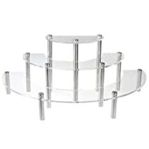 Three Tier Glass <b>Cake</b> <b>Stand</b> <b>Set</b> With Silver Polished Metal Supports Base <b>Stand</b> Dessert And <b>Cake</b> Display For Home And Hotel Decor - Product Image 1