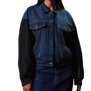 Nouvelle Arrivée : Vestes en Jean Tricotées Personnalisées pour Femmes avec Tissu Hiver Respirant Enduit, Design Décontracté à Blocs de Couleurs et Poches Appliquées - Product Image 6