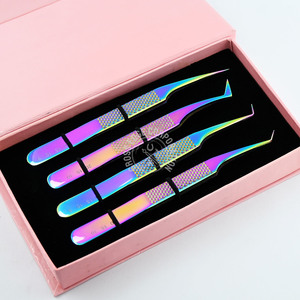 Pince à épiler à pointe de fibre d'extension de cils couleur arc-en-ciel populaire de qualité Offre Spéciale supérieure - Product Image 1