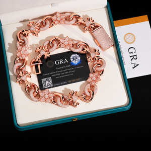 Womens 925 Silver Lab Grown Diamond Floral <b>Link</b> Bracelet Rose Gold Luxury Statement <b>Jewellery</b> Gift - Product Image 4