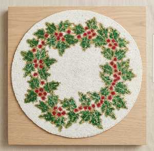 Handmade Customized Shape Bead <b>Placemat</b> Luxury Design Merry <b>Christmas</b> Red Durable Non-Slip Table Decor MS Handicraft - Product Image 4