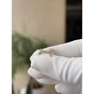 Pendientes de Lujo Geométricos con Diamantes Cultivados en Laboratorio de Oro de 14K, Corte Marquesa de 0.20 Ct, Montura Abierta Curva, para Bodas y Fiestas, Venta al por Mayor - Product Image 2