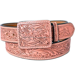100% Satisfacción del cliente tallado a mano floral en relieve de moda para hombres cinturón de herramientas de cuero occidental y accesorios hebilla extraíble - Product Image 2