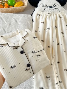 Conjunto de Pijama para Mujer 2025, Otoño/Invierno, Ecológico, Antibacterial, Acolchado, Grueso, Cálido, con Cárdigan de Manga Larga - Product Image 2