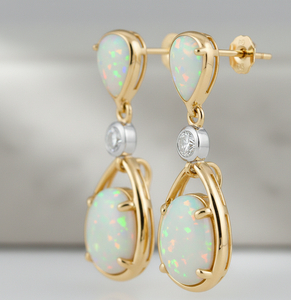 Pendientes de Ópalo Blanco en Forma de Pera y Ovalados, Plata 925, Chapados en Oro de 18K, Pendientes Colgantes para Fiesta, Regalo para Boda - Product Image 5