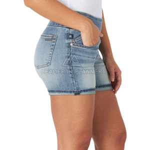 Shorts transpirables de color sólido para mujer, diseño personalizado, ropa urbana, shorts vaqueros para mujer de talla personalizada - Product Image 4