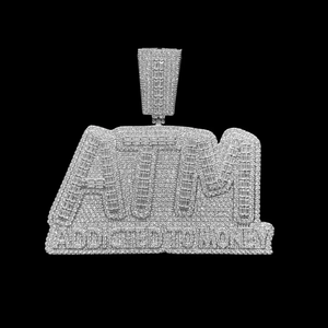 Collier Pendentif Lettre 'ATM Addicted to Money' Iced Out en Argent Plaqué Rhodium pour Homme, Style Hip Hop - Product Image 5