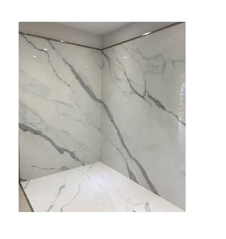 หินเผา Carrara สีขาว1200x2400อินเดีย morbi หินอ่อนวัสดุก่อสร้างเนื้อเดียวรูปแบบขนาดใหญ่เนื้อสีเทา