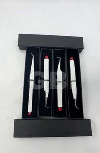 Ensemble de pinces à cils 45/90/Courbe, antidérapantes, en acier inoxydable blanc Santa, pour extensions de cils volume, avec logo personnalisé, anti-magnétiques - Product Image 2