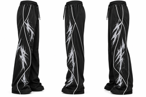 Pantalones Deportivos Negros para Hombre con Estampado Personalizado, Cintura Elástica con Cordón, Ligeros, de Poliéster - Product Image 3