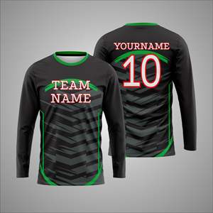 Camiseta deportiva de manga larga con sublimación personalizada – Camiseta de entrenamiento atlético con impresión de número y nombre de equipo personalizados - Product Image 1