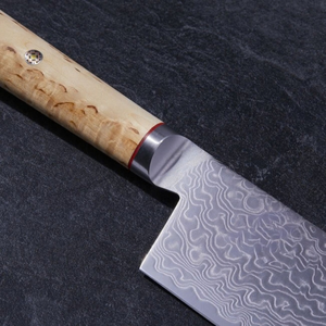 Cuchillo para Verduras con Mango de Madera Beige Natural, Hoja Ancha, Cuchillo Profesional de Cocina para Picar y Rebanar - Product Image 5