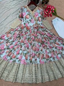 Robe longue indienne Anarkali pour femmes, manches longues, Salwar Kameez, tenue de soirée, prix de gros, nouveau design 2024, Fatema de qualité supérieure - Product Image 6