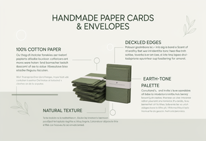 Ensemble d'enveloppes en papier fait main minimalistes, notes vierges à bords festonnés, papeterie moderne pour calligraphie, suite d'invitations de mariage - Product Image 6