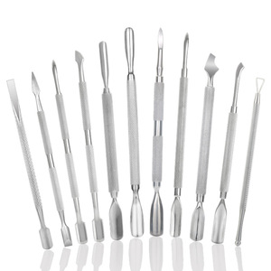 Pedicure Manicure Tools Nail <b>File</b> Dead Skin Push Cuticle Remover Nail Pusher Gold Stainless Steel Cuticle Pusher Nail Art - Product Image 1