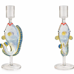 Support de bougie en verre soufflé à la main, base circulaire, tige fine, résistant à la chaleur, réutilisable, léger, vente en gros, Saint-Valentin - Product Image 1