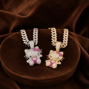<b>Iced</b> <b>Out</b> Cartoon Cat Pendant Necklace Jewelry Brilliant Round Shape Diamond Pendant Zinc Alloy Gift for Women - Product Image 2